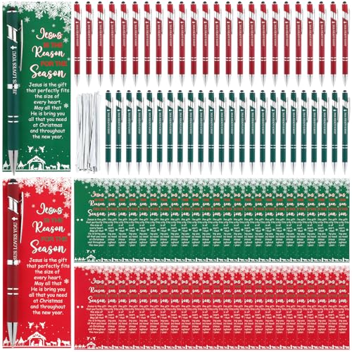 Tenceur 48 Set Christian Pens with Cards Jesus Religious Christmas Gift