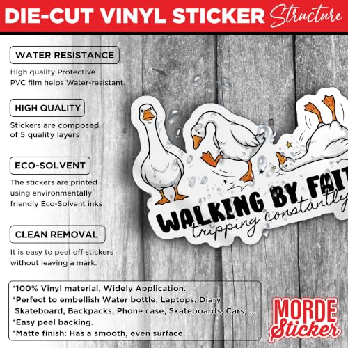 (3Pcs-3") Walking By Faith Tripping Constantly Sticker Funny Christian Faith Humor Bible Religious Die-Cut Waterproof Vinyl Sticker for Hard Hat Laptop Water Bottle Phone Kindle Decal Gifts 3 Inches - size: 3x3"