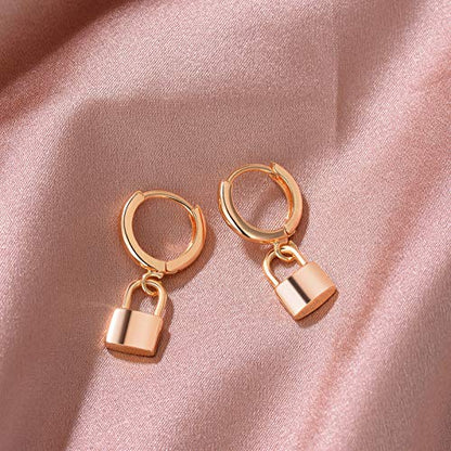 LOYATA Gold Huggie Hoop Earrings for Women Dangle Hoop Drop 14K Gold Plated Dainty Small Minimalist Cubic Zirconia Jewelry Gift… - style: Gold Lock
