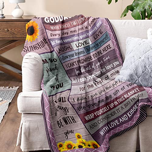 Quilazy Goddaughter Gifts from Godmother Godfather Godparents, God Daughter Gift Blanket, Christian Christmas Baptism First 1st Communion Confirmation Gifts for Teen Girls Women Blanket 60"X 50" - color: Purple（goddaughter）, size: 60"x50"