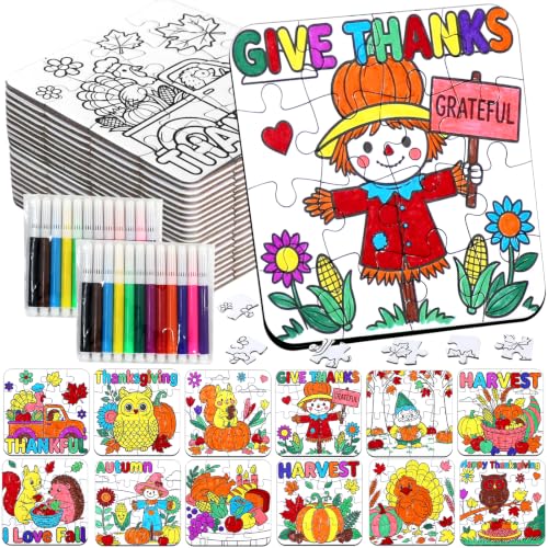 Fall Thanksgiving Arts & Crafts for Kids Autumn Activities DIY Puzzle Kit - color: Fall Thanksgiving A Colorful
