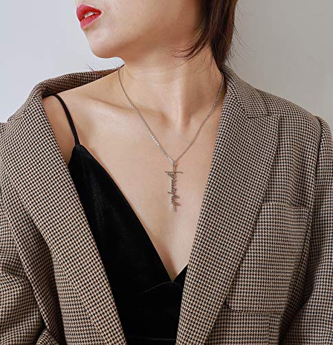 Lcherry Faith Cross Pendant Necklace for Women Religious Christian Jewelry Birthday Christmas Gifts for Women - style: 22-grateful