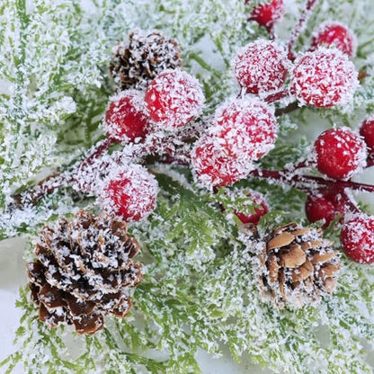 Winlyn 3 Pack Mini Christmas Trees with Wood Box Farmhouse Centerpiece Small Snowy Artificial Cedar Trees with Red Berries and Wood Bases Table Decorations for Rustic Home Winter Holiday Mantel Décor