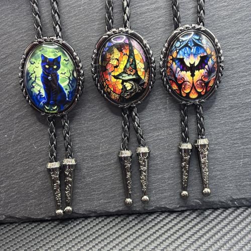 GelConnie Gothic Bolo Tie for Men Women 3D Art Western Cowboy Necktie - color: Bat Bolo Tie