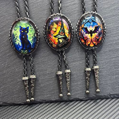 GelConnie Gothic Bolo Tie for Men Women 3D Art Western Cowboy Necktie - color: Bat Bolo Tie