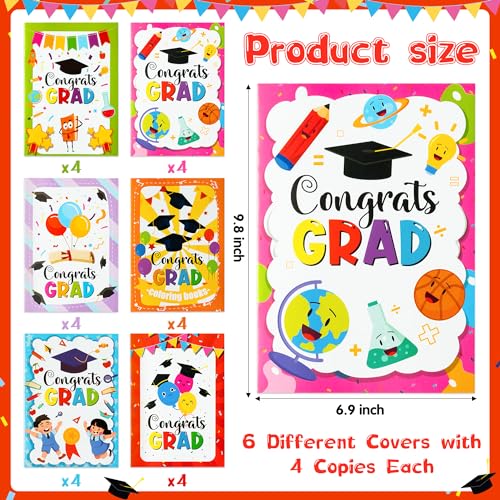Kindergarten Graduation Coloring Books - 24Pcs Congrats Grad DIY Color-in Pages Books for Kids Bulk Pre-kindergarten Activity Books Mini Coloring Book Party Favors Graduation Classroom Gifts - style: Graduation