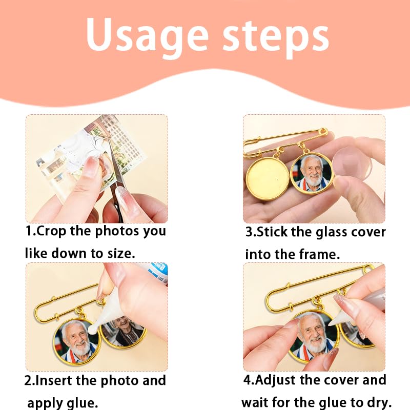 Wedding Double Picture Frame Brooch for Bride Grooms Boutonniece Pin for Wedding Bouquet - color: Color O