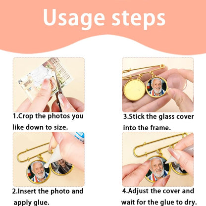 Wedding Double Picture Frame Brooch for Bride Grooms Boutonniece Pin for Wedding Bouquet - color: Color O