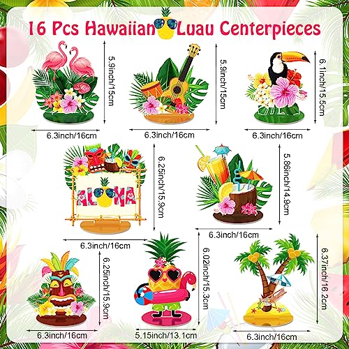 Namalu 16 Pcs Hawaiian Table Decorations Luau Table Centerpieces Aloha Tiki for Tropical Pineapple Centerpieces Hawaii Theme Summer Beach Birthday Party Supplies(Hawaiian Theme) - style: Hawaiian Theme
