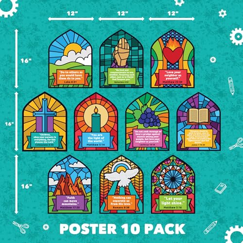 Sproutbrite 10 Pack 12" x 16" Sunday Posters & Bible Study Charts - color: Bible Quotes