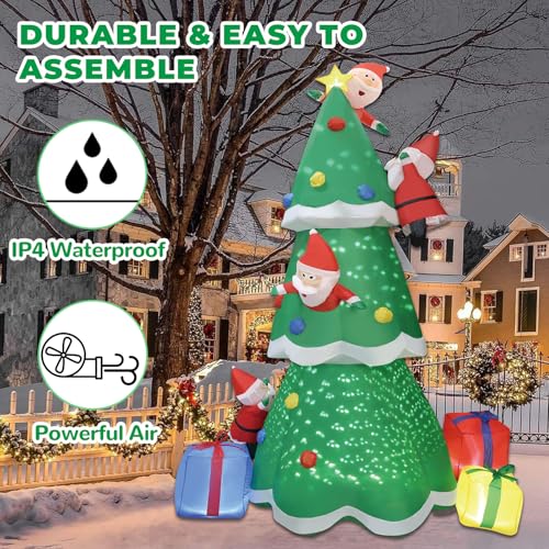 8FT Christma Inflatable Christmas Tree with LED Star & Santa Claus - Blow Up Outdoor Decor for Xmas Holiday, Waterproof Yard Lawn Decoration Indoor Party Garden Patio Hall Display - style: Christmas tree