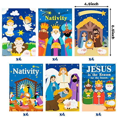 Dvbonike 24Pcs Nativity Coloring Books Christmas Christian Color-in Pages - color: H-Nativity Style ②