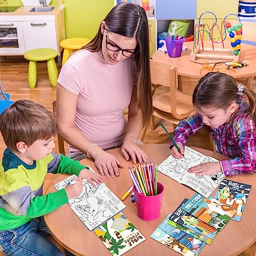 Haooryx Christian Bible Story DIY Coloring Book Mini Booklet Craft for Kids