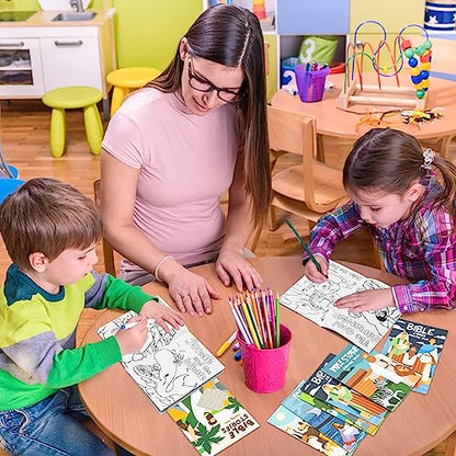 Haooryx Christian Bible Story DIY Coloring Book Mini Booklet Craft for Kids