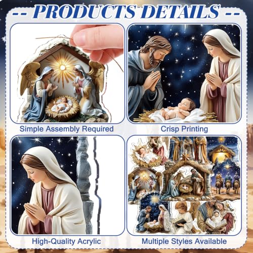 Wenqik 12 Pcs Christmas Nativity Scene Ornaments for Tree Acrylic,Classic - style: Classic