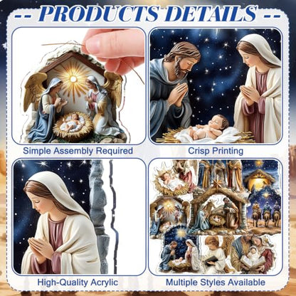 Wenqik 12 Pcs Christmas Nativity Scene Ornaments for Tree Acrylic,Classic - style: Classic