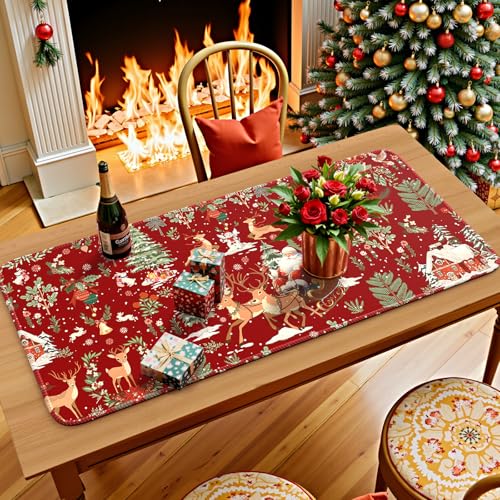 iCasso Christmas Desk Mat, Winter Forest Large Mouse Pad,Red - color: 1-a-red