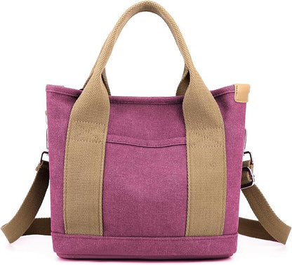 Canvas Tote Bag for Women,Small Totes Bags with Zipper Crossbody Purse with Pockets Large Shoulder Handbag,2 Sizes - color: Deep Berry, size: Large