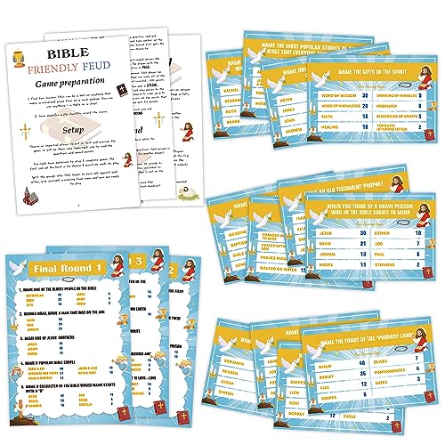 Bible Games for Adults and Family,Family Feud Game for Adults,Bible Study,Religious Gifts,Cards Christians Like,Bible Trivia,Fun Games for Family Game Night,15 Game Cards+3 Instruction Cards,O2 - color: Bible Game02