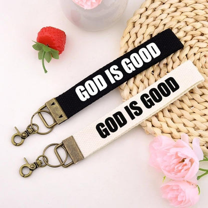 God Wristlet Keychain Lanyard Inspirational Faith Wrist Strap for Women Men Christmas Birthday Gifts for Boys Girls - color: God is Good