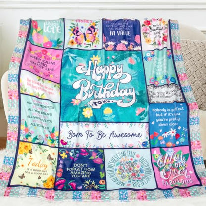 Birthday Gifts for Women, Women Birthday Gift Ideas Blanket 50"X60" - color: Green-happy Birthday