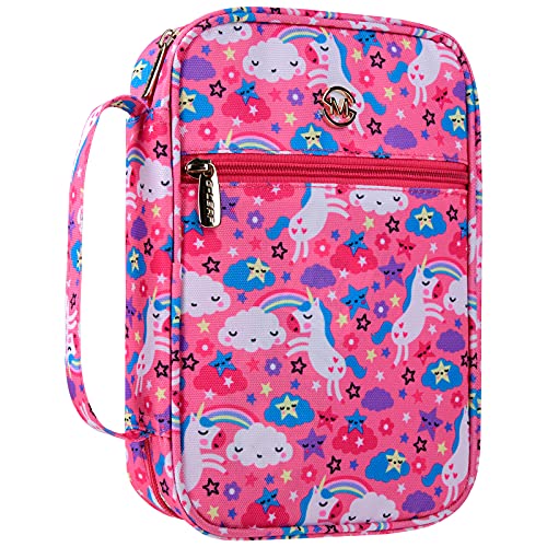 G-LEAF Bible Cover Case/Book Cover Floral Pattern with Handle Fits for Standard Size Bible, 9 x 6.3 x 2.4 in, Pink - color: Unicorn Dream
