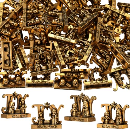 Civaner 50 Pcs Mini Brass Color Nativity Scene Figurines, Joy Theme - style: Joy