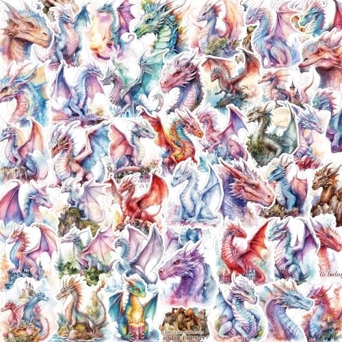 Cartoon Dragon Stickers for Adults - 100 Pcs Magic Pterosaur Water Bottle Stickers, Cool Cute Waterproof Scrapbook Sticker for Teen, Vinyl Decals for Vision Board Laptop Journal - style: Dragon