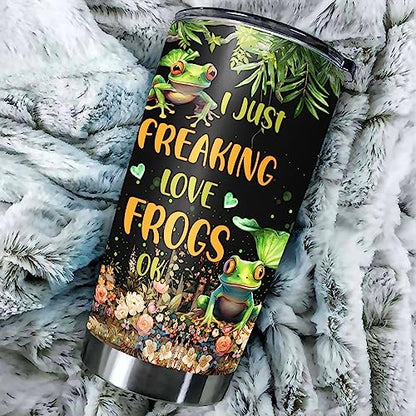 Personalized Frog Pattern Tumbler With Lid Custom Name Travel Mug Thermal Insulated Cup Stainless Steel Gifts Things Birthday Christmas For Women Girls Frogs Lovers - color: Frog
