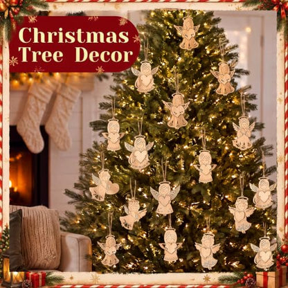 Halloscume 36 Pcs Christmas Wooden Angel Ornaments, Vintage, Elegant - style: Elegant