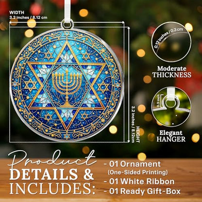 HEXMOZ Hanukkah Gifts - Hanukkah Ornaments for Tree, Jewish Ornaments - color: Hanukkah