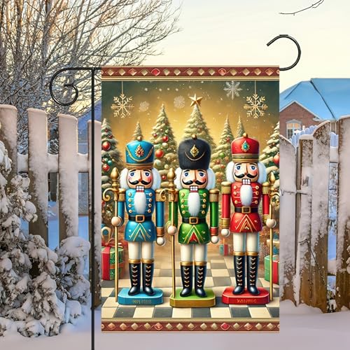 Blissyard Christmas Nutcracker Soldiers Winter Garden Flag - Double Sided 12 X 18, Festive Holiday Background For Outdoor Yard Lawn Decor - color: Nutcracker Soldier
