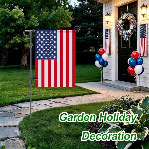 HOOSUN Garden Flag Stand,Wrought Iron Yard Flag Holder Stand,Perfect Garden Flag Holder for 12.5x18 inch Garden Flags,4th of July Memorial Day Garden Decorations - color: Black A