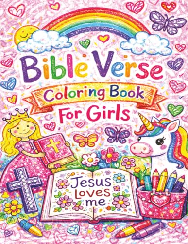 Bible Verse Coloring Book For Girls: Bold And Easy, 50 Beautiful Verses, Grow In Faith, Inspirational