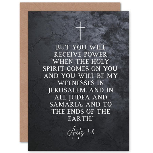 Artery8 Acts 1:8 You Will be My Witness Christian Bible Verse Quote Scripture Typography Sealed Greeting Card Plus Envelope Blank inside - color: Be My Witness