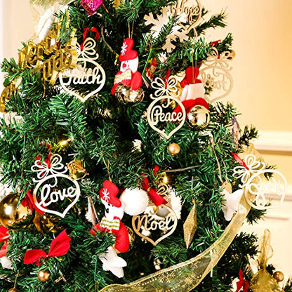 Bememo 30 Pcs Christmas Ornaments Hanging Wooden Christmas Tree Decoration