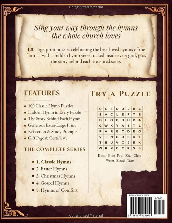 Classic Hymns of the Faith Word Search: 100 Large Print Puzzles on Beloved Hymns, with a Hidden Hymn Verse in Every Puzzle (Hymns Word Search)