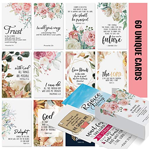 Dessie Prayer Cards - 60 Mini Scripture Cards with Assorted Bible Verses. Perfect for Women’s Bible Studies, Daily Devotional for Women and Inspirational Christian Gift for Women - color: Religious - 60 Mini