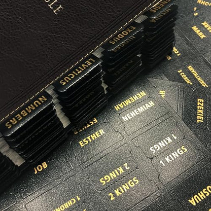 Bible Tabs for Women & Men Black – 80 Gold Foil (66+14 Blank) - color: Black