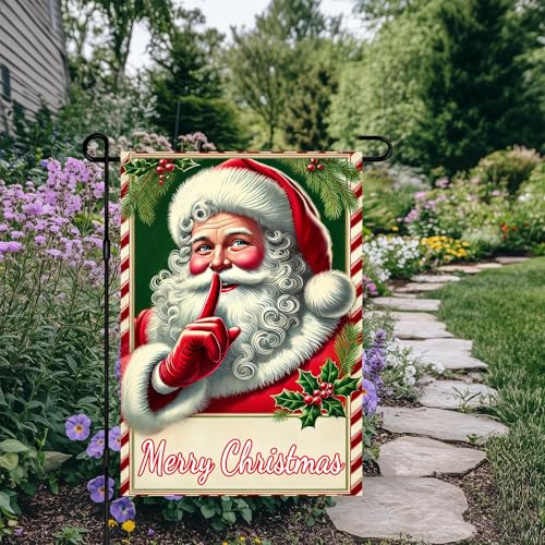 BlissYard Christmas Santa Claus Garden Flag 12x18 Inch Polyester - color: Cute Santa Claus