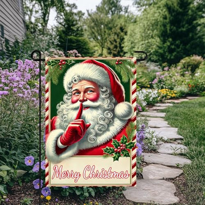 BlissYard Christmas Santa Claus Garden Flag 12x18 Inch Polyester - color: Cute Santa Claus