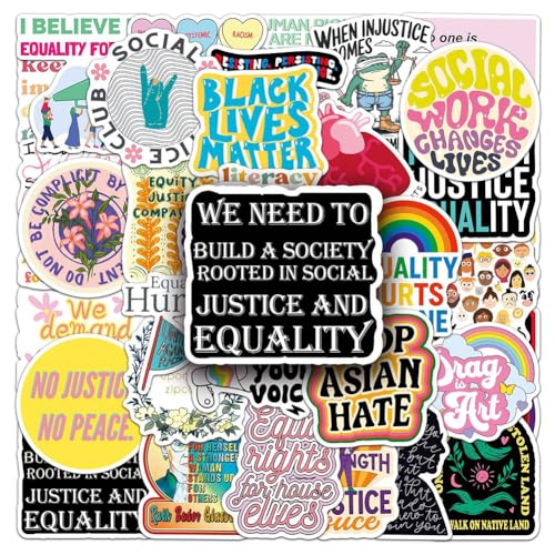 Social Justice Stickers |50Pcs Social Work Theme Waterproof Vinyl Decals - color: Social Justice