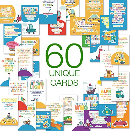 60 Mini Bible Verse Cards, Daily Devotional Prayer Card for Kids