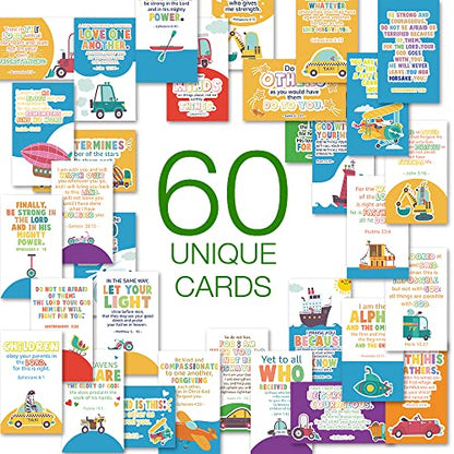 60 Mini Bible Verse Cards, Daily Devotional Prayer Card for Kids