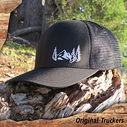 Grace Folly Trucker Hat for Men or Women- Many Cool Designs - color: Mountain- Black