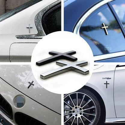 3D Christian Cross Car Decal - Metal Jesus Stickers for Cars, Trucks, SUV, Bible Religious Auto Emblem, Waterproof Chrome Silver Adhesive Backing (Silver*2) (Silver) - color: Silver