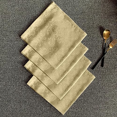 SASTYBALE Jacquard Cloth Napkins Square 20 x 20 Inch Sets of 4, Gold - color: Gold, size: 20" x 20" (Set of 4)