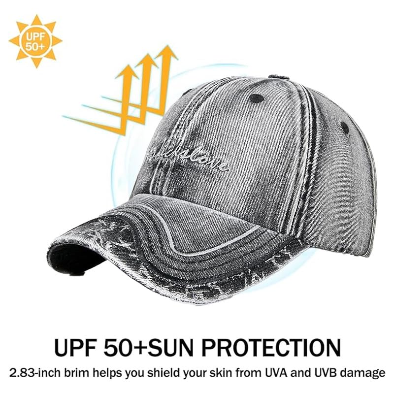 Baseball Cap for Women Men - Adjustable Size Hat - color: Fk87 Denim Black