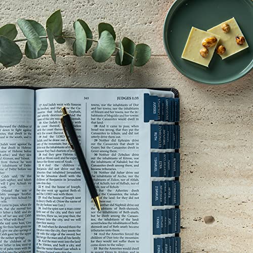 DIVERSEBEE Laminated Bible Tabs (Large Print, Easy to Apply), Bible Study Journaling Supplies, Index Book Tabs for Women and Men (Navy) - color: Navy