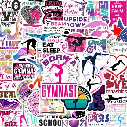 BEATRI Gymnastics Stickers 50Pcs Vinyl Waterproof Gymnastics Gifts Decor - color: Gymnastics Stickers